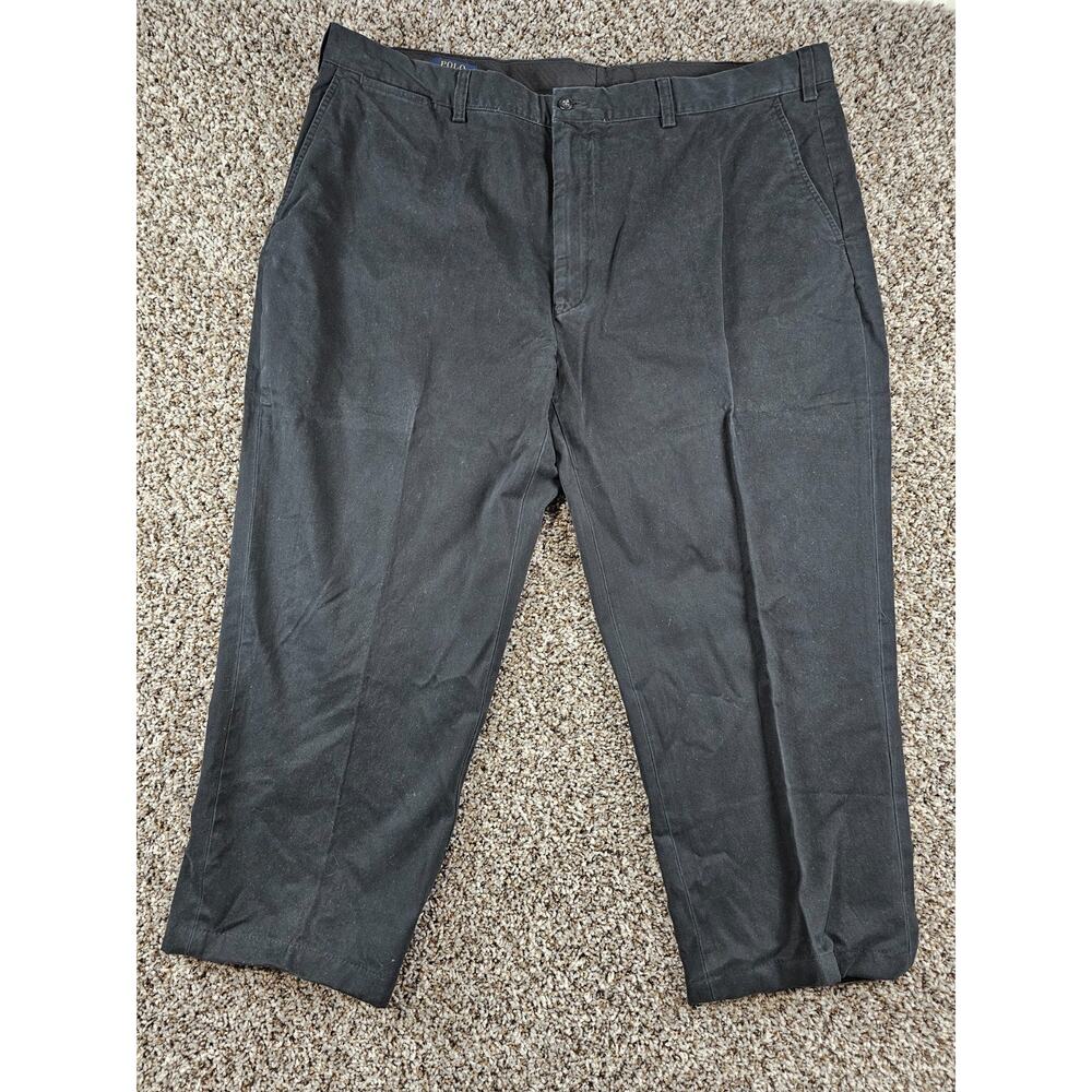 Polo by Ralph Lauren Mens Sz 44x34 Flat Front Dress Pants Cotton Solid Black